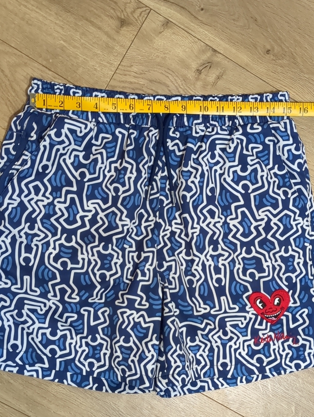 Keith Haring X Palace Shoe Blue White Men's Shorts Pop Art NYC Graffiti Size M - Picture 9 of 15
